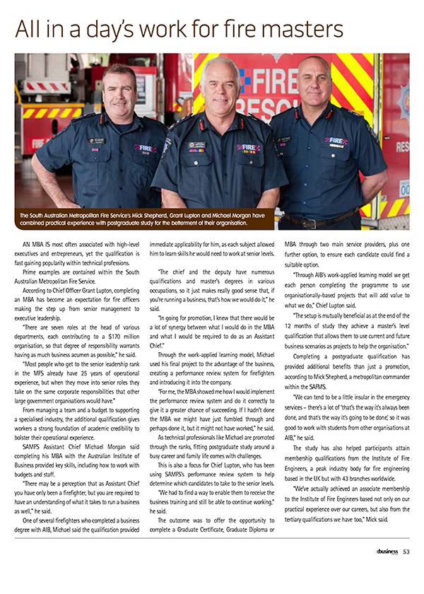 SAMFS AIB Graduates Featured in In-Business Magazine