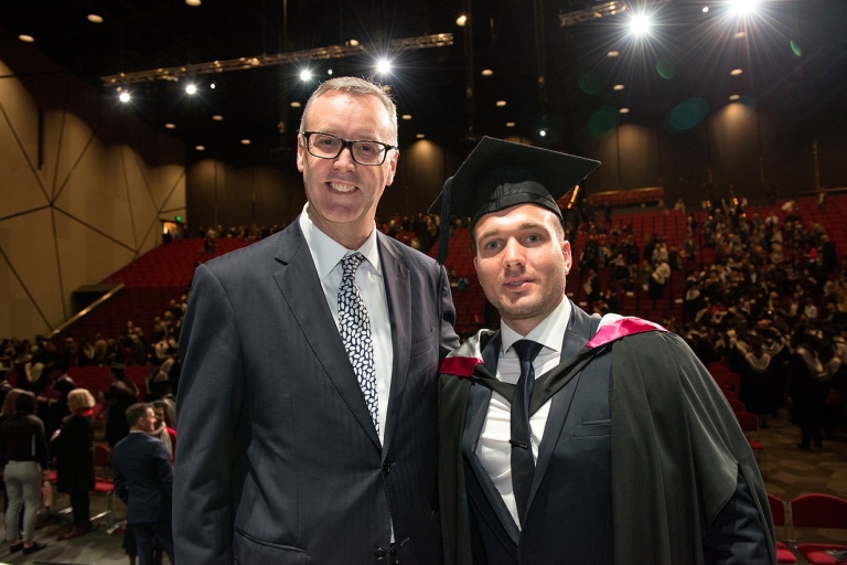 AIB CEO Paul Wappett and Valedictorian Vaughan Copping